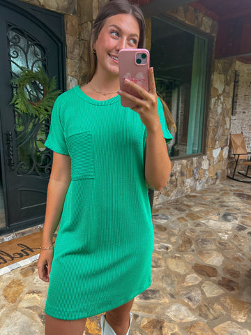 Sunny Days Casual Dress In Kelly Green