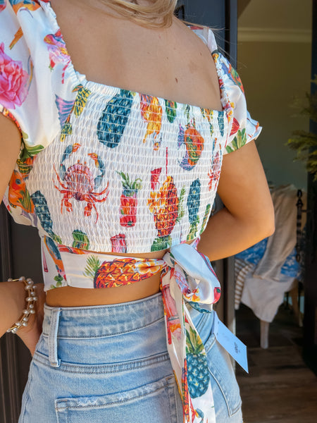 Cancun Crushing Tropical Corset Crop Top