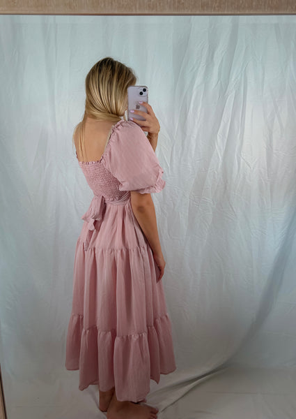 Full Of Grace Pink Blossom Midi Dress