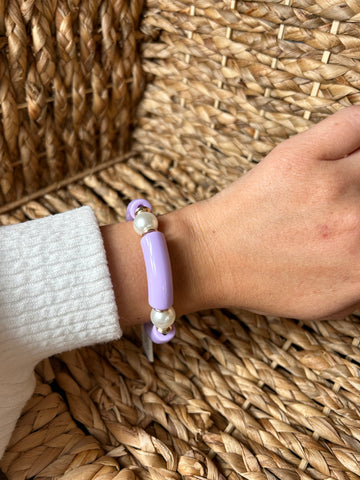 Purple Bracelet With Pearl & Gold