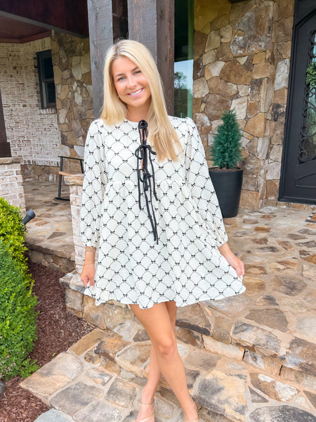 Picture This Babydoll Bow Ribbon Mini Dress