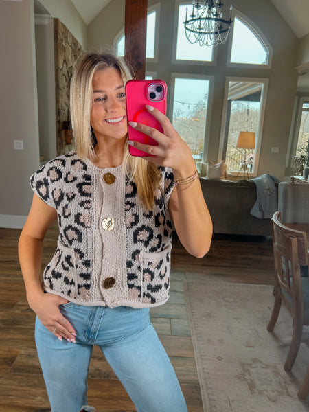Lovely In Leopard Sweater Vest
