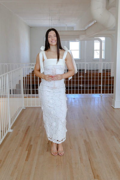Say "I Do" Shoulder Strap Floral Midi Dress