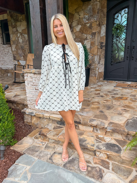 Picture This Babydoll Bow Ribbon Mini Dress