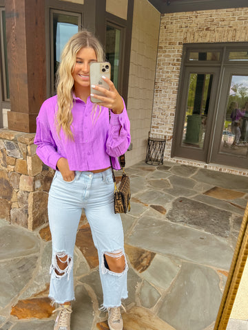 Beyond Lovely Cropped Violet Top (LAST ONE SIZE LARGE)