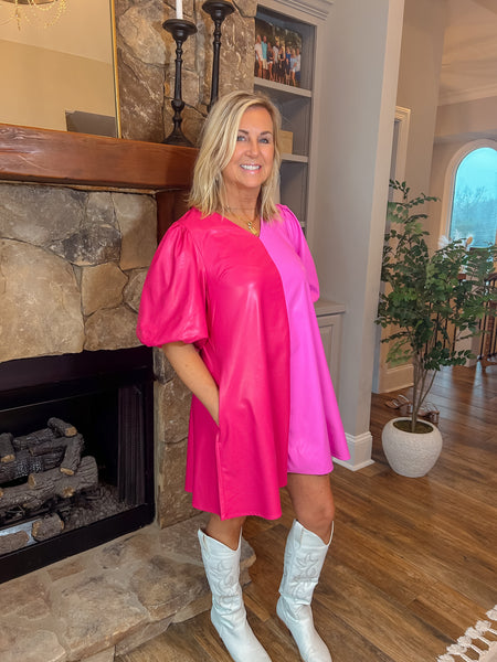 Pink/Fuchsia ColorBlock Dress