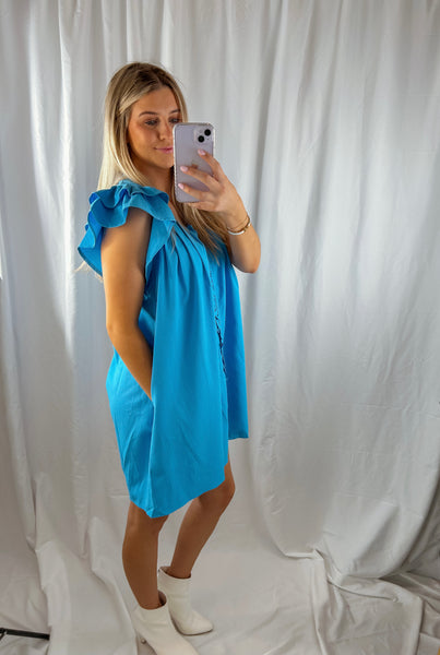 Bayside Bliss Ruffle Blue Dress