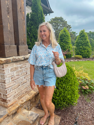 Vacay Ways Soft Blue Button Down Blouse