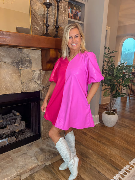 Pink/Fuchsia ColorBlock Dress
