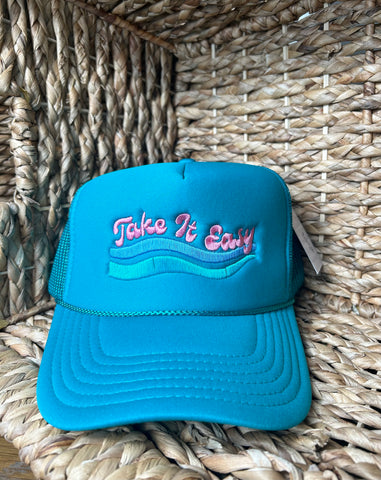 Teal Take It Easy Trucker Hat