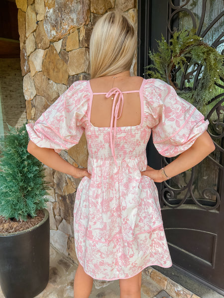 Fresh Blooms Floral Pink Midi Dress