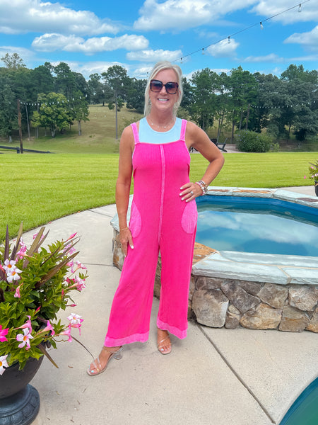 You Complete Me Washed Thermal Wide Leg Jumpsuit