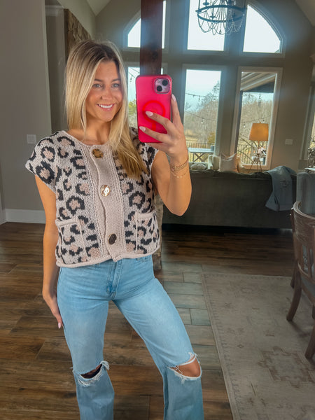 Lovely In Leopard Sweater Vest