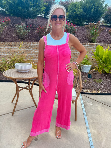 You Complete Me Washed Thermal Wide Leg Jumpsuit