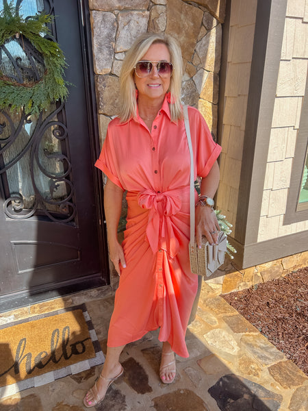 Date Night In Paris Button Down Dress