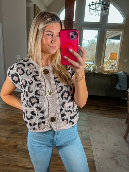 Lovely In Leopard Sweater Vest