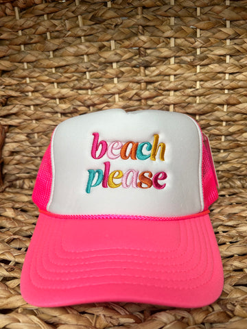 Multi Color Beach Please Trucker Hat