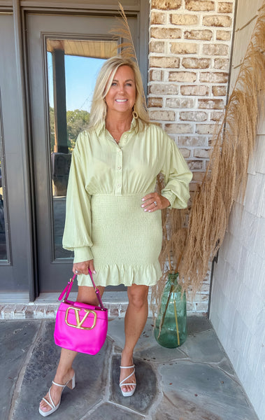 Touch Of Fall Sage Shirt Dress