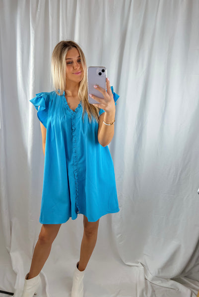 Bayside Bliss Ruffle Blue Dress