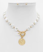 Baroque Pearl & Coin Pendant Necklace Sets