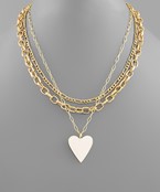 White Heart Color Coated Pendant Necklace