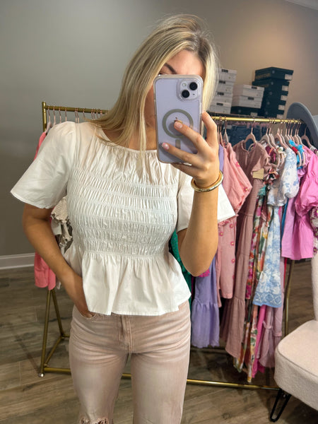 Love You A Brunch Ivory Smocked Blouse