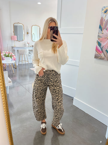 The Jenna Leopard Barrel Jeans