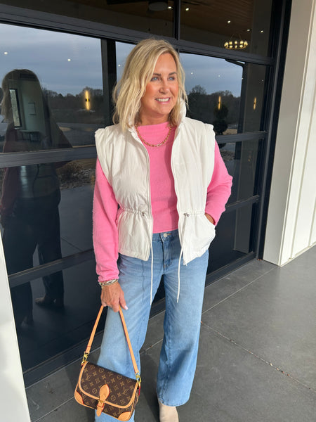 Cabin Mornings Quilted White Vest