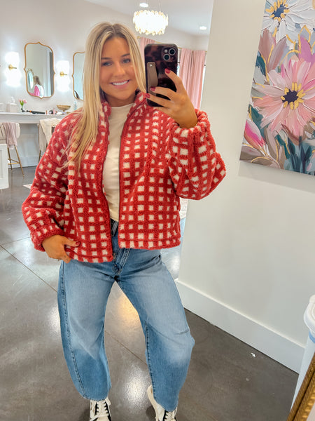 Red Multi Checkered Woven Jacket