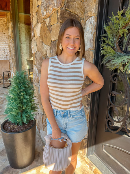 Stripe Sweater Cropped Tank Top