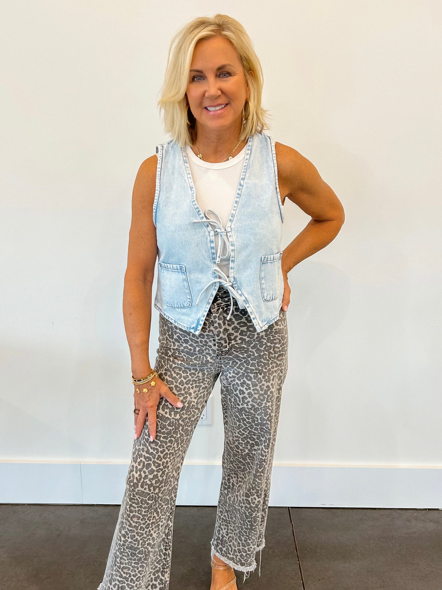 Front Tie Denim Top