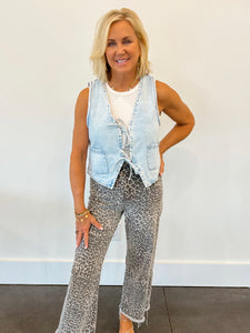 Front Tie Denim Top