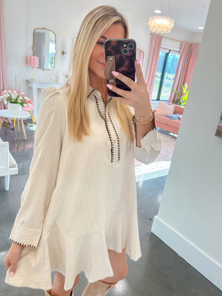 Casual Charm Stripped Shirt Dress