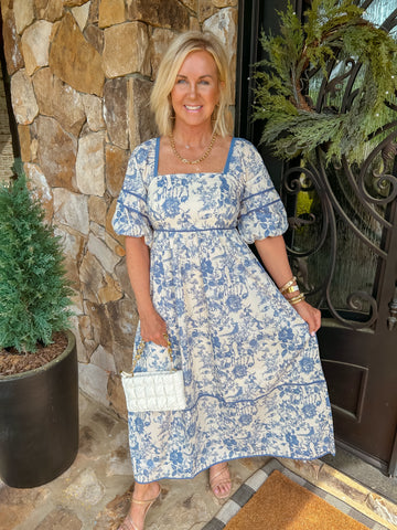 Simply Unforgettable Blue Floral Maxi Dress