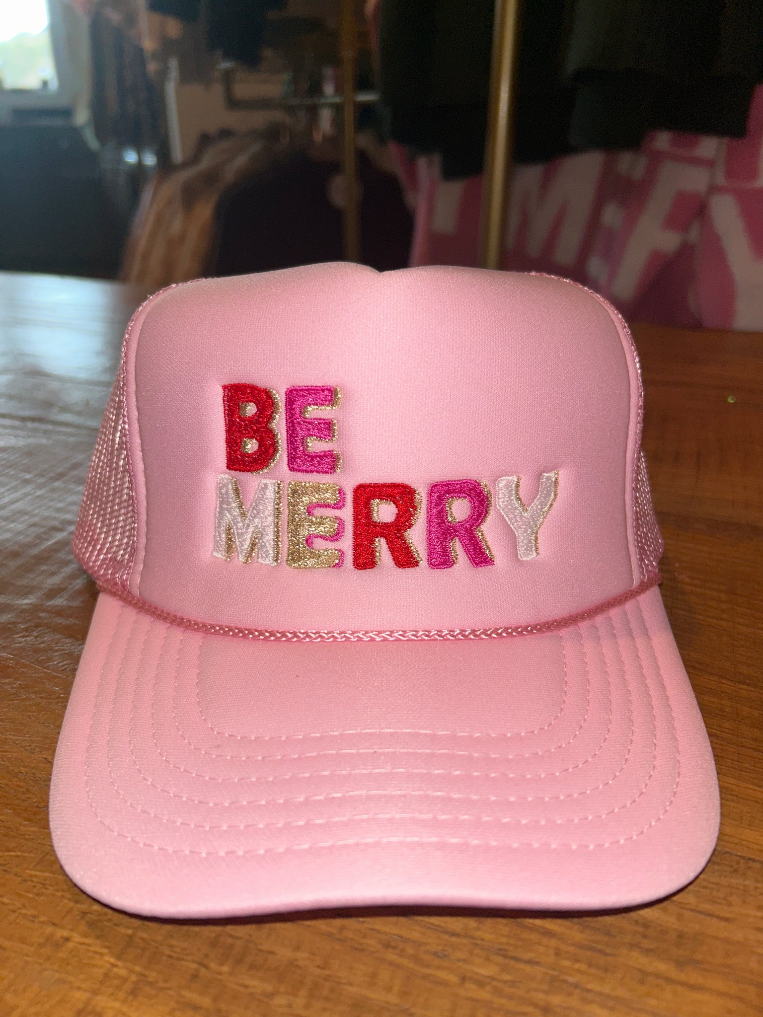 Be Merry Pink Trucker Hat