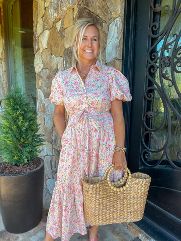 Friendly Smiles Floral Button Down Dress