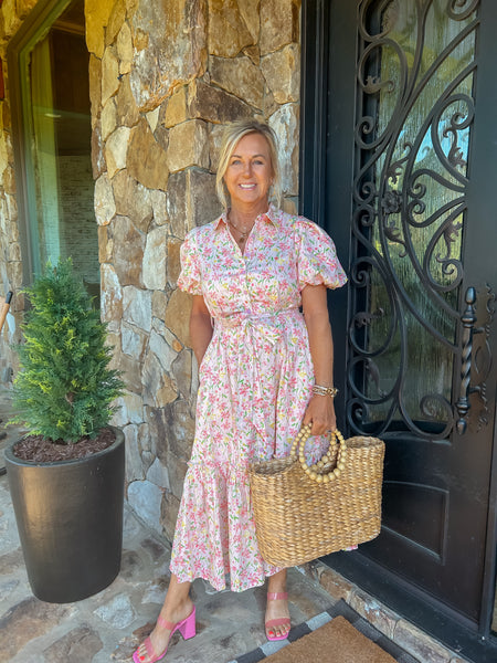 Friendly Smiles Floral Button Down Dress