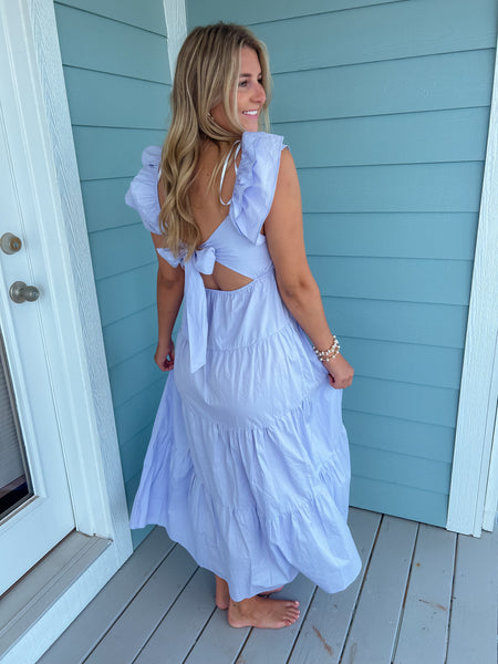 Brunch On The Coast Lavender Flutter Sleeve Dress