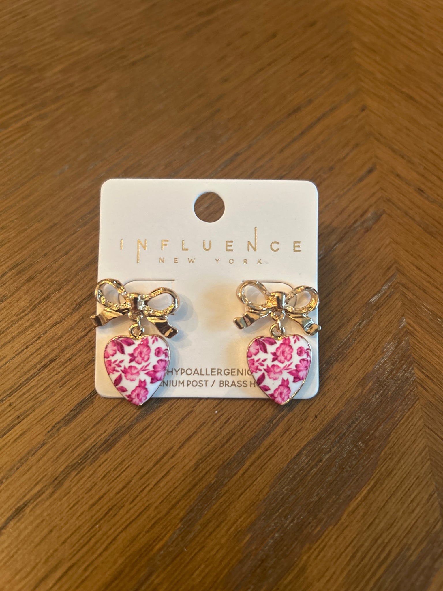 Pink Heart & Bow Earrings