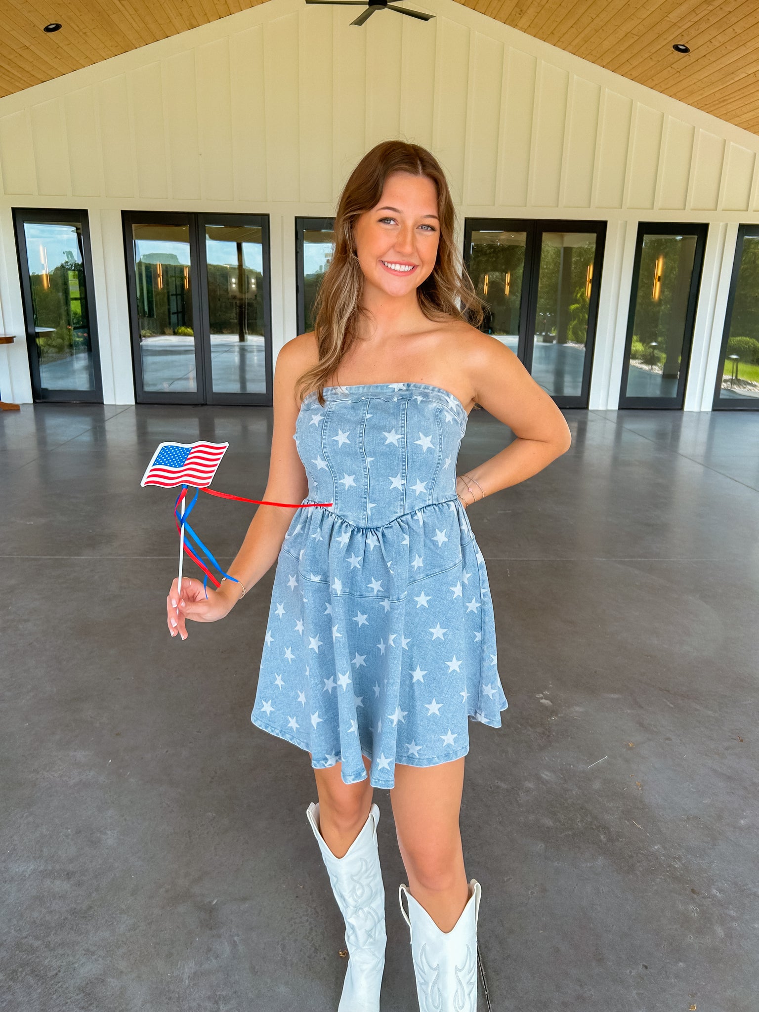 Strapless Denim Star Mini Dress
