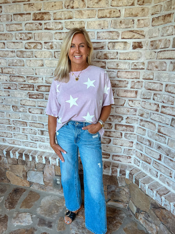 Star Printed Washed Top