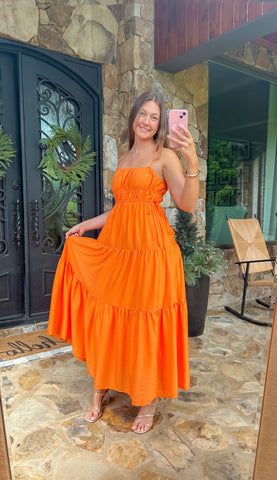 Seeking The Shore Orange Maxi Dress