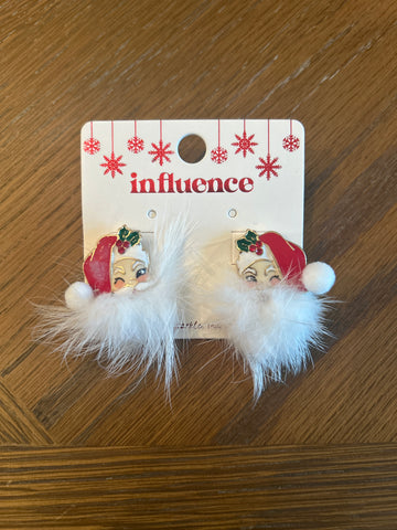 Red Santa & Fur Earrings