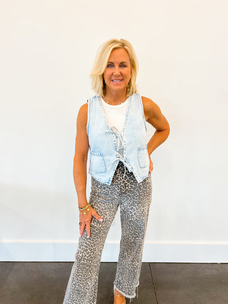 Front Tie Denim Top
