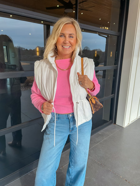 Cabin Mornings Quilted White Vest