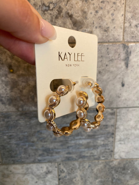 Gold & Pearl Hoop Earrings