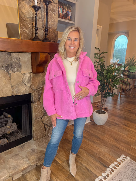 Cup Of Cozy Pink Sherpa Jacket