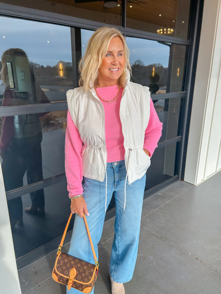 Cabin Mornings Quilted White Vest