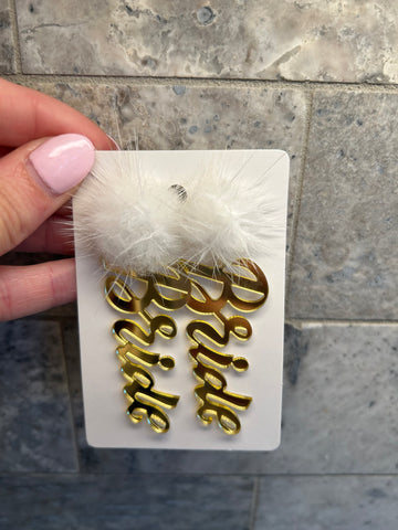 Bride Pom-Pom Gold Earrings