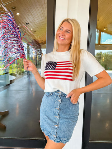 We The People American Flag Knit Sweater